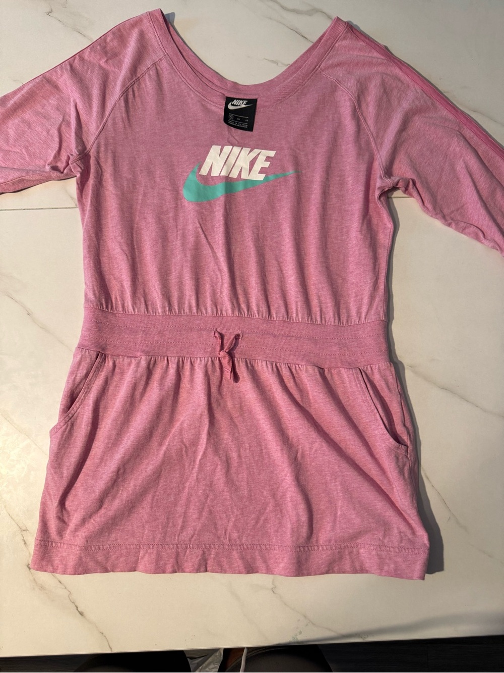 Nike Girls Pink Dress with Teal Swoosh - Casual Athletic